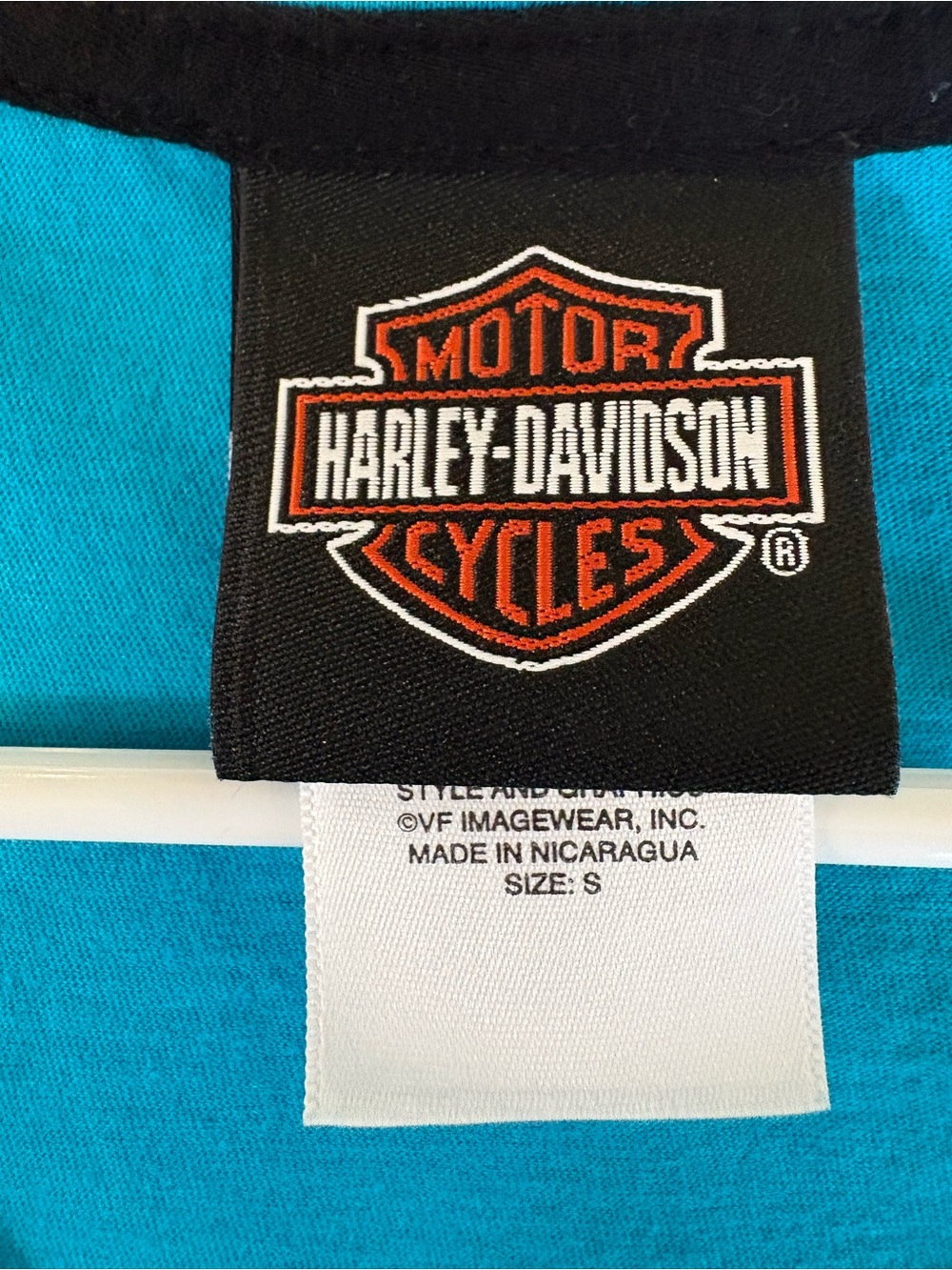Harley Davidson women’s sequined teal tank top. Y2K Harley bling top.  Size S - Picture 4 of 5